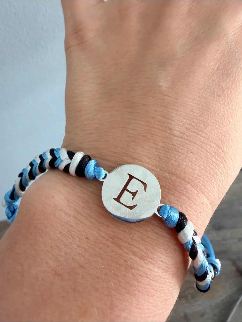 🍭6/$30 Personalized Blue Braided Initial Bracelet - Letter E